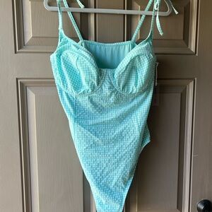 Forever 21 Blue One Piece Swimsuit with Textured Design